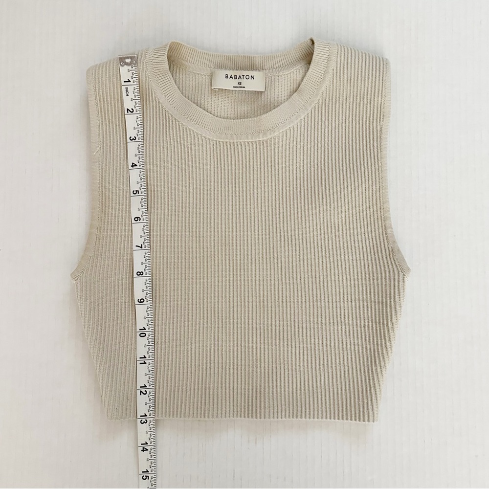 Babaton by Aritzia Rory Sculpt Ribbed Knit Racer Cropped Tank Top Size XS - Picture 5 of 8